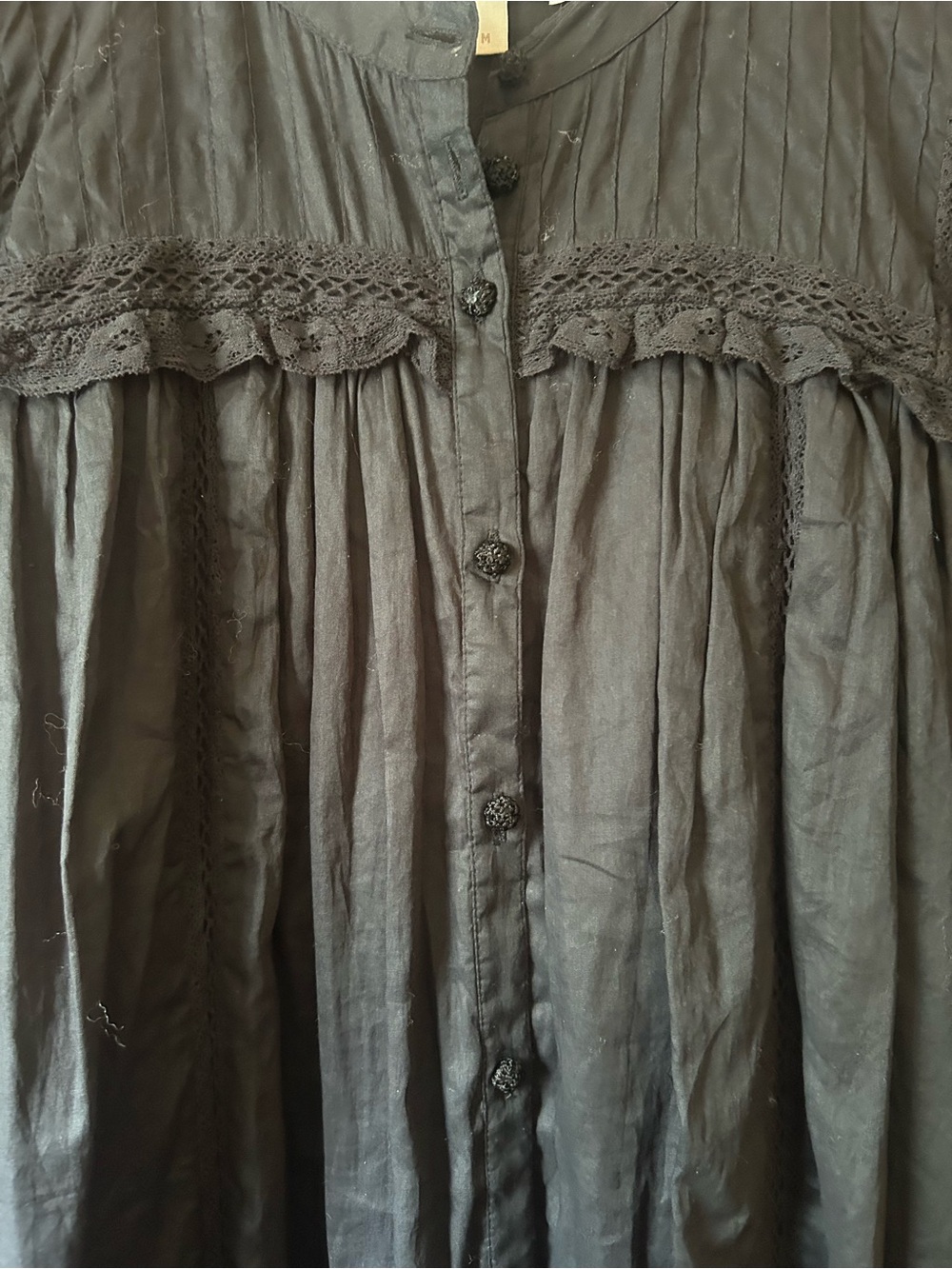 Cleobella Abby Mini Dress Black Size Medium Organic Cotton Ruffle Boho Western - Picture 6 of 14